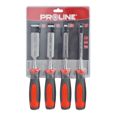 PROLINE σκαρπέλα ξύλου 19142, αντιολισθητική λαβή, 6-25mm, 4τμχ