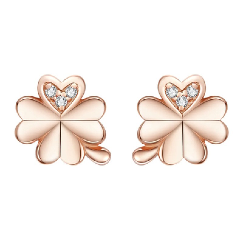 BAMOER σκουλαρίκια καρφωτά BSE233, κυβική ζιρκόνια, ασήμι 925, ροζ χρυσό