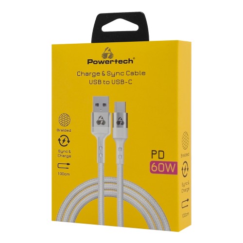 POWERTECH καλώδιο USB-C σε USB PTR-0160, 60W, 480Mbps, 1m, λευκό