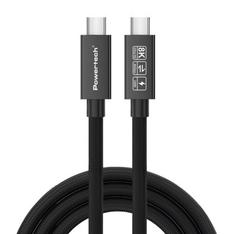 POWERTECH καλώδιο USB-C PTR-0165, USB4, 240W, 40Gbps, 8K/60Hz, 1m, μαύρο