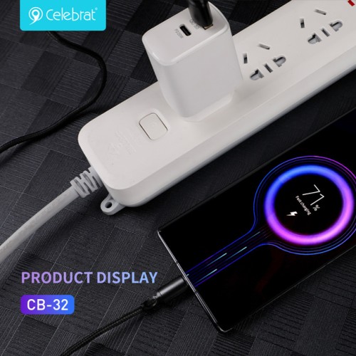 CELEBRAT καλώδιο Lightning σε USB CB-32, 2.4A, 1m, μαύρο
