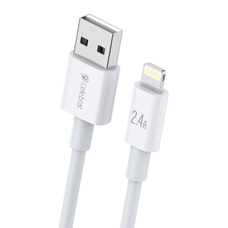 CELEBRAT καλώδιο Lightning σε USB CB-24L, 2.4A, 1.2m, λευκό