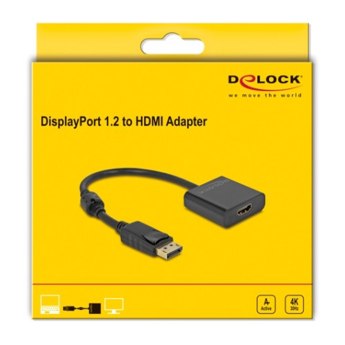 DELOCK αντάπτορας DisplayPort σε HDMI 63585, 4K/30Hz, active, μαύρος