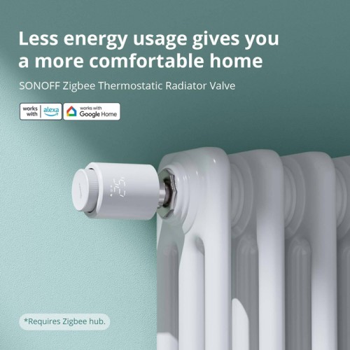 SONOFF smart θερμοστατική βαλβίδα για καλοριφέρ TRVZB, ZigBee, M30x1.5, 48x76mm, 6-28°C