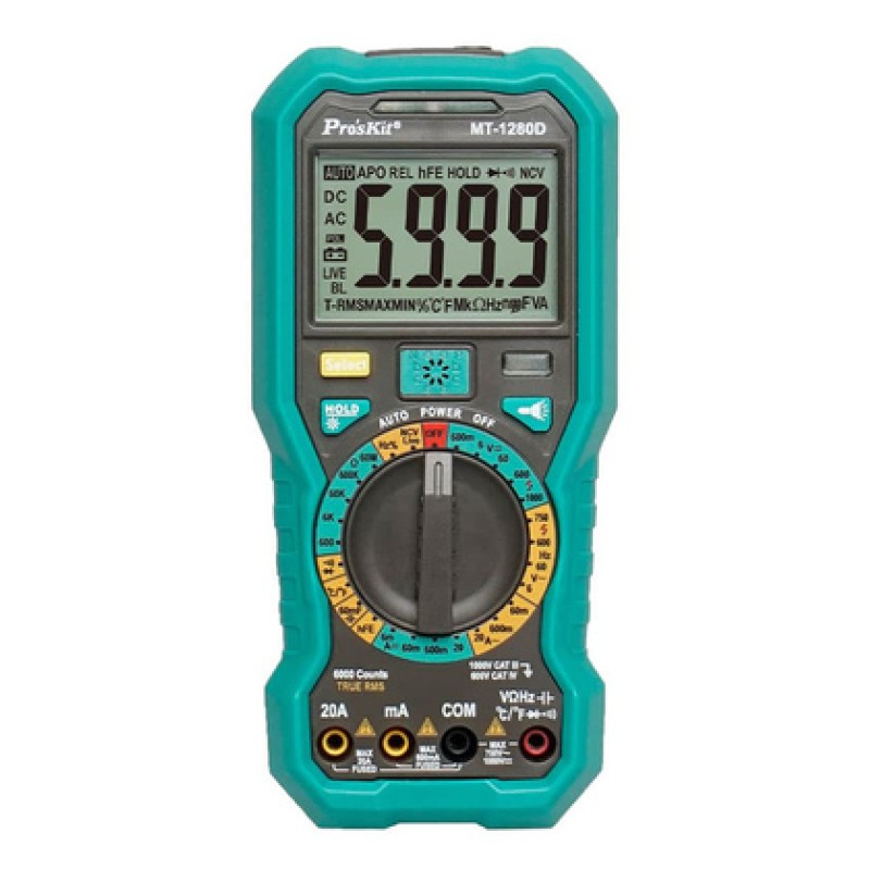 PROSKIT ψηφιακό πολύμετρο MT-1280D, 1000V DC, NVC, True RMS