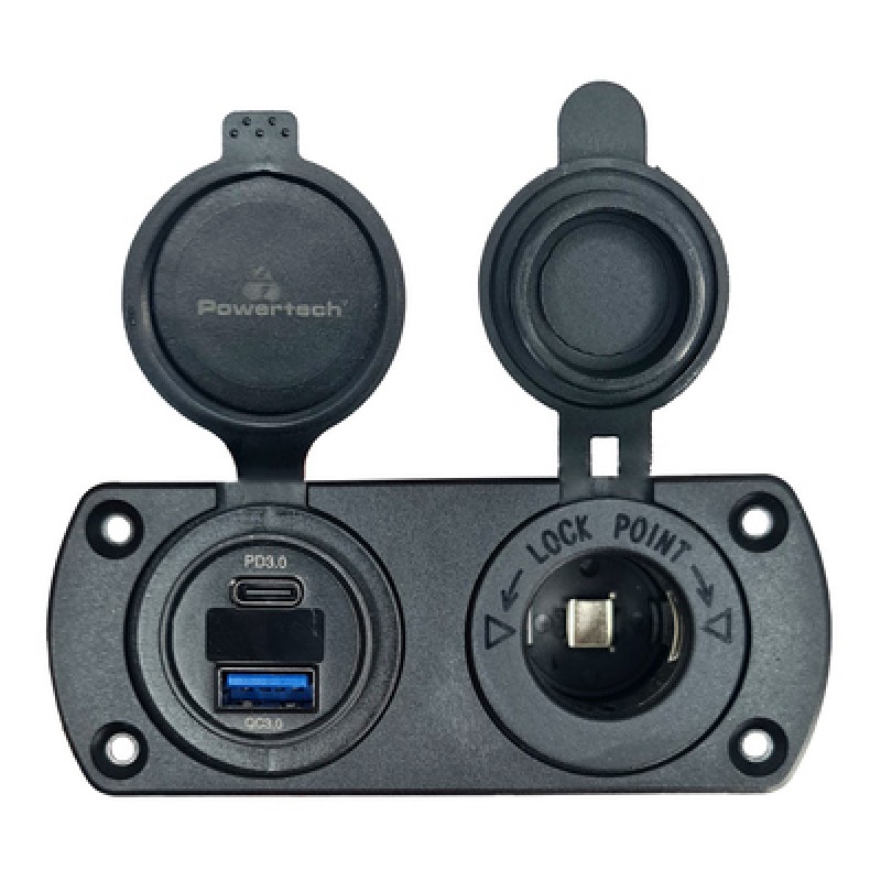 POWERTECH πρίζα 12V για σκάφη & οχήματα PTL-002, USB/USB-C, οθόνη, IP65