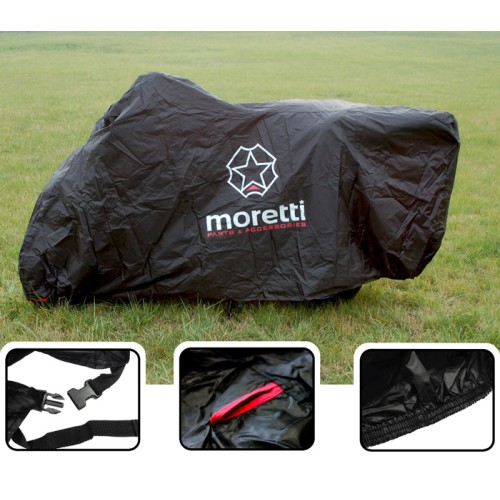 MORETTI κουκούλα μηχανής LXMA2753 με θήκη, L 246x104x127cm, μαύρη