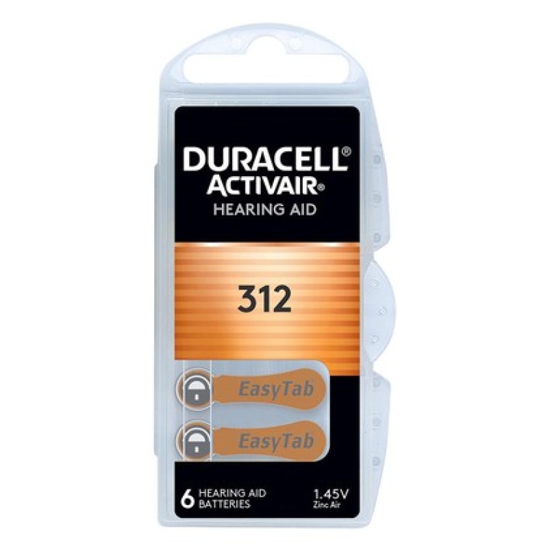 DURACELL μπαταρίες ακουστικών βαρηκοΐας Activair 312, 1.45V, 6τμχ