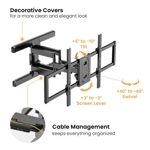 POWERTECH επιτοίχια βάση τηλεόρασης PT-1280, 43-100