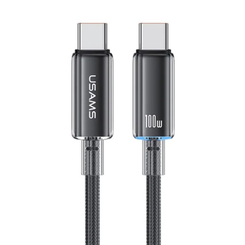 USAMS καλώδιο USB-C σε USB-C US-SJ660, 100W, 480Mbps, 1.2m, μαύρο
