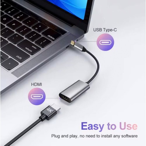 POWERTECH αντάπτορας USB-C σε HDMI CAB-UC086, 4K/60Hz, γκρι