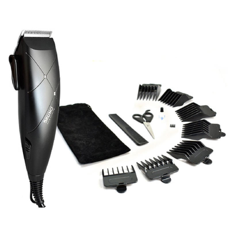 BRUNO σετ κουρευτική μηχανή ρεύματος BRN-0197 με εξαρτήματα & τσαντάκι, μαύρη