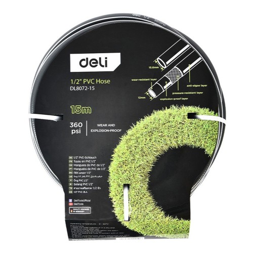 DELI λάστιχο ποτίσματος DL8072-15, 360psi, 1/2