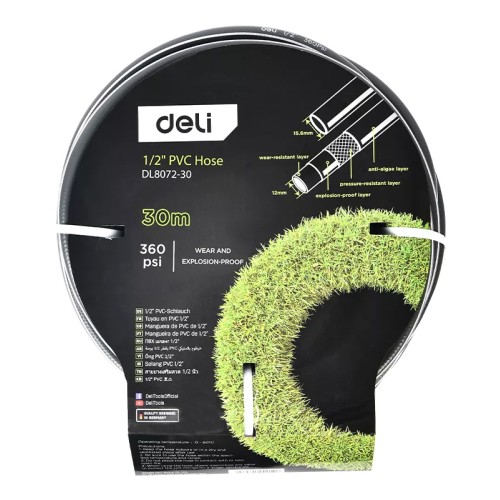 DELI λάστιχο ποτίσματος DL8072-30, 360psi, 1/2