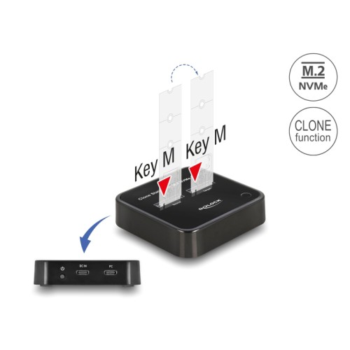 DELOCK docking station για M.2 NVMe SSD 64177, 2 θέσεων, 10Gbps, clone function, μαύρο