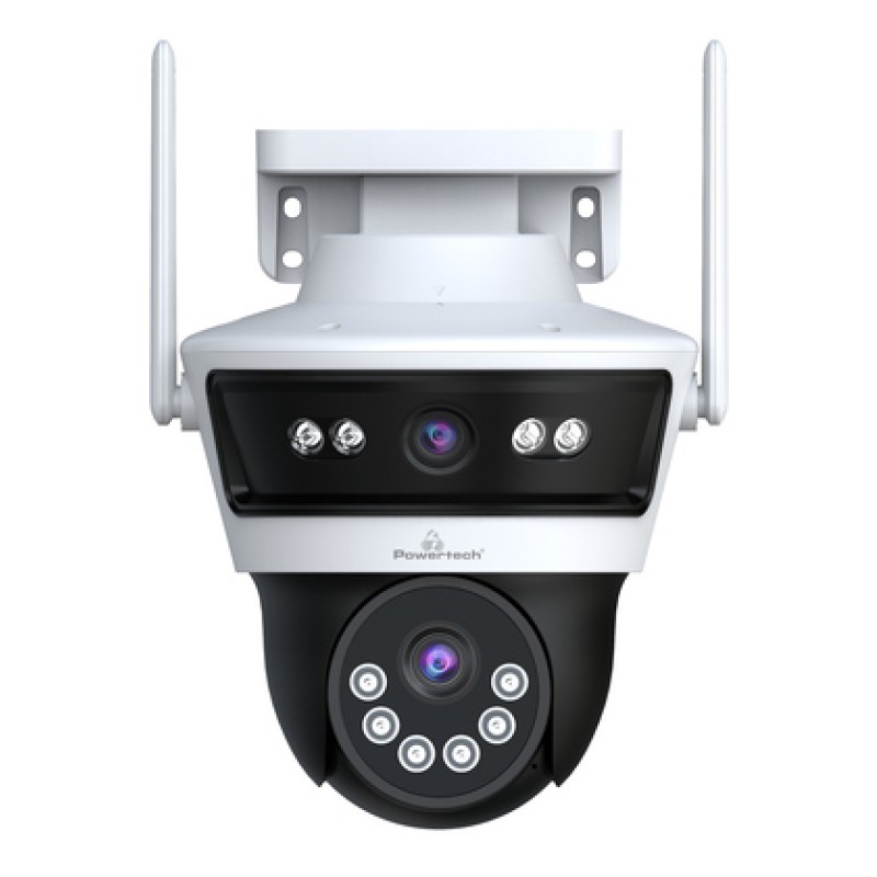 POWERTECH smart κάμερα PT-1340, 3MP, dual lens, WiFi, PTZ, SD, IP65