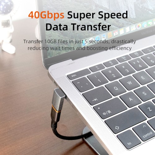 CABLETIME αντάπτορας USB-C CT-OTG42-AG, γωνιακός, USB4, 240W, 40Gbps, 8K, γκρι