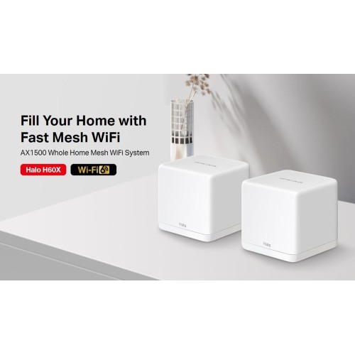 MERCUSYS Mesh WiFi 6 System Halo H60X, 1500Mbps Dual Band, 2τμχ, V.1.0