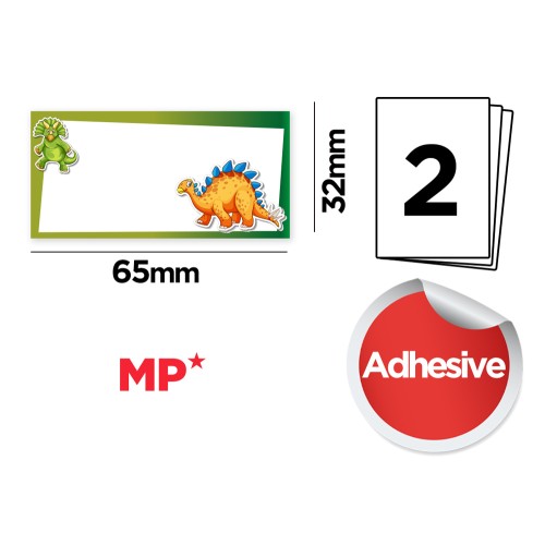 MP αυτοκόλλητες ετικέτες τετραδίων PN125-109, 65x32mm, 8 σχέδια, 16τμχ