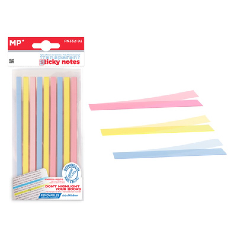 MP αυτοκόλλητα χαρτάκια σημειώσεων PN352-02, διάφανα, 140x6mm, 225τμχ