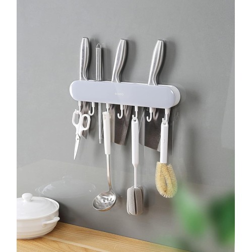 ECOCO κρεμάστρα κουζίνας E2027 με 7 γάντζους, 3.8x6x30cm, γκρι