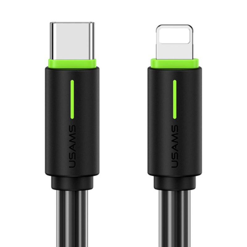 USAMS καλώδιο Lightning σε USB-C US-SJ735, 30W, 480Mbps, 1m, μαύρο