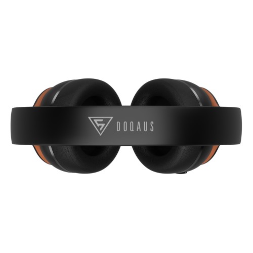 DOQAUS headphones DESIGN 3, ασύρματα & ενσύρματα, Φ40mm, 600mAh, μαύρα/καφέ