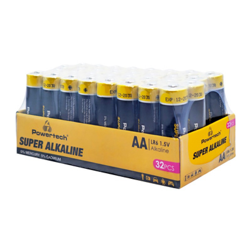 POWERTECH αλκαλικές μπαταρίες Super Alkaline PT-1401, AA, 1.5V, 32τμχ