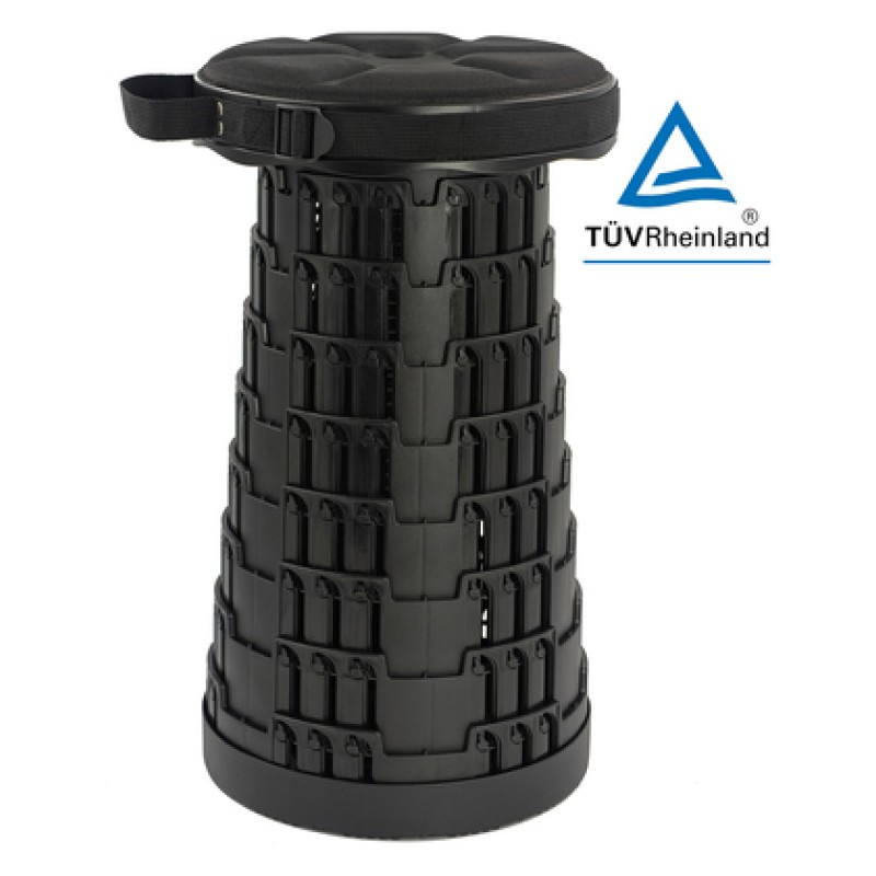 POWERTECH πτυσσόμενο καρεκλάκι HUH-0235 με μαξιλάρι, αντοχή έως 250kg, 25.5x45cm, μαύρο