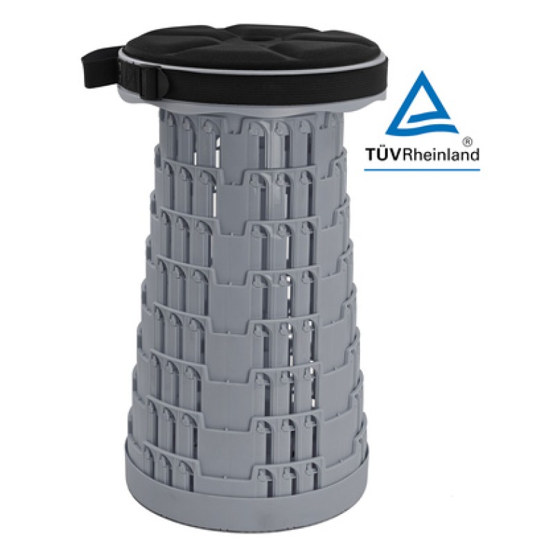 POWERTECH πτυσσόμενο καρεκλάκι HUH-0236 με μαξιλάρι, αντοχή έως 250kg, 25.5x45cm, γκρι