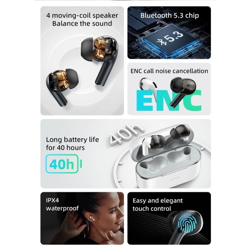 MIBRO earphones με θήκη φόρτισης M1, TWS, ENC, 25/350mAh, μπλε