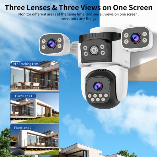 VSTARCAM smart κάμερα CS621SR, triple lens, 2MP, WiFi, SD, PTZ, IP66