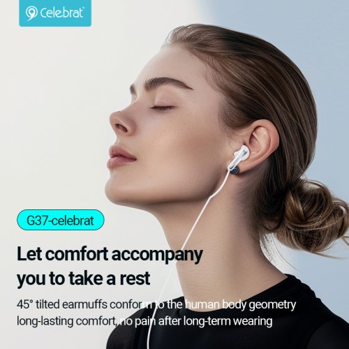 CELEBRAT earphones με μικρόφωνο G37, USB-C σύνδεση, 14.2mm, 1.2m, μαύρα