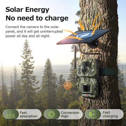 SECTEC smart ηλιακή κάμερα κυνηγού ST-HC809, 3MP, 4G, PIR, SD, IP66