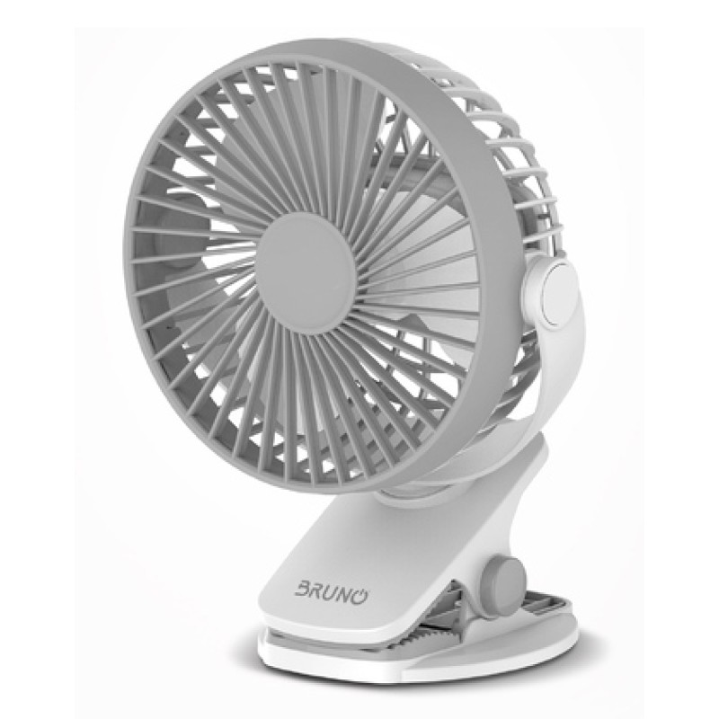 BRUNO ανεμιστήρας με κλίπ BRN-0230, επαναφορτιζόμενος, λευκός/γκρι