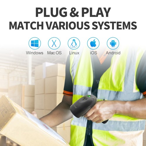 GTCODESTAR barcode scanner X-9701B, 1D & 2D, ενσύρματο & ασύρματο, Bluetooth, 2000mAh, μαύρο