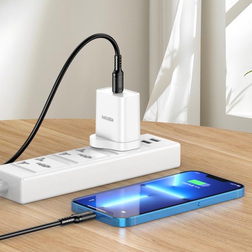 KAKUSIGA καλώδιο Lightning σε USB-C KSC-984, σιλικόνης, 27W, 480Mbps, 1m, μαύρο