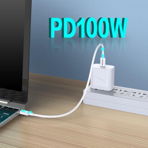 KAKUSIGA καλώδιο USB-C σε USB-C KSC-653, 100W, 480Mbps, 25cm, λευκό