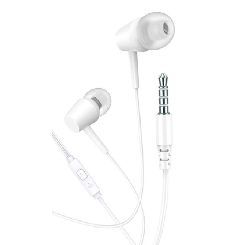 KAKUSIGA earphones με μικρόφωνο KSC-1303, 3.5mm σύνδεση, 10mm, 1.1m, λευκά