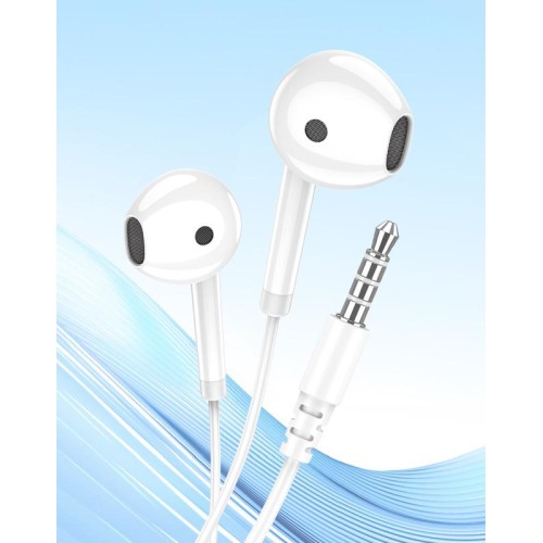 KAKUSIGA earphones με μικρόφωνο KSC-1301, 3.5mm σύνδεση, 14mm, 1.1m, λευκά