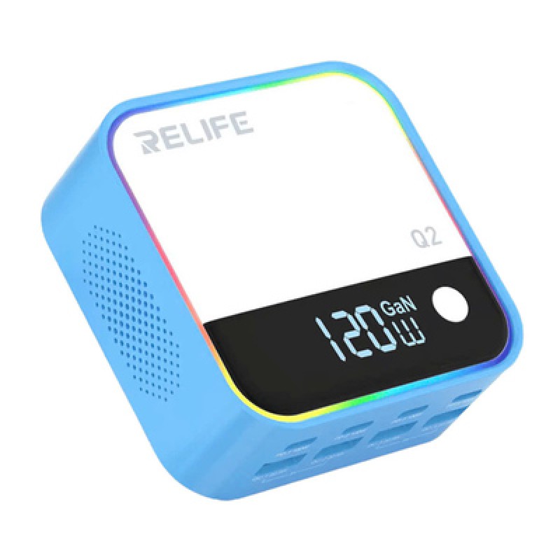 RELIFE σταθμός φόρτισης Q2, 4x USB-C & 4x USB, 120W, GaN, μπλε