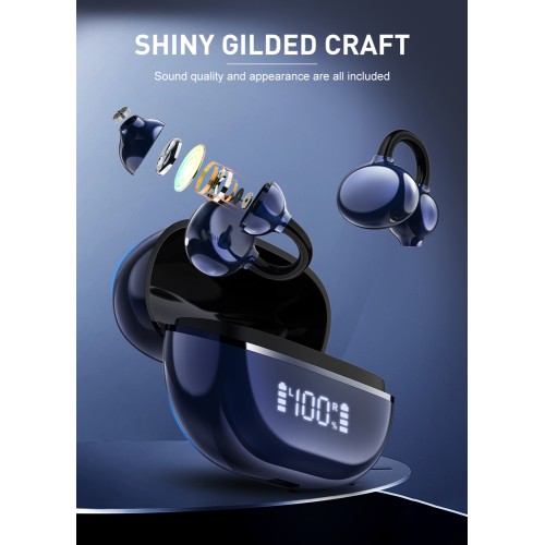 LDNIO earphones με θήκη φόρτισης T09, OWS, Φ10mm, 35/400mAh, μπλε