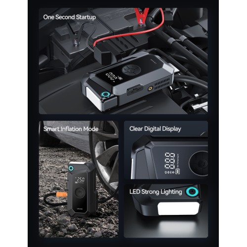 USAMS εκκινητής μπαταρίας & συμπιεστής αέρος ZB287, 12V/1000A, 150PSI, 8000mAh