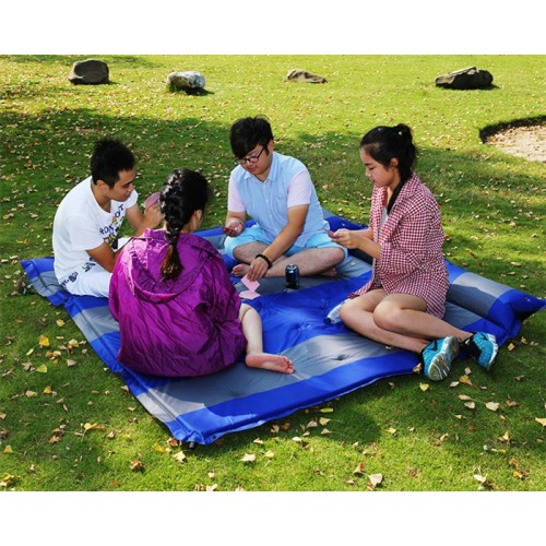 HOME USE αυτοφούσκωτο στρώμα HUH-0238 με μαξιλάρι, διπλό, 192x132x3cm, μπλε/γκρι