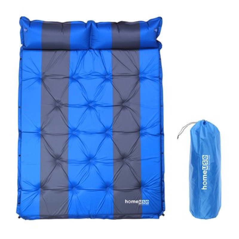 HOME USE αυτοφούσκωτο στρώμα HUH-0238 με μαξιλάρι, διπλό, 192x132x3cm, μπλε/γκρι