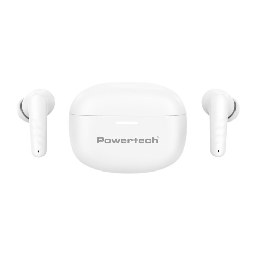 POWERTECH earphones με θήκη φόρτισης PT-1432, True Wireless, 35/300mAh, λευκά