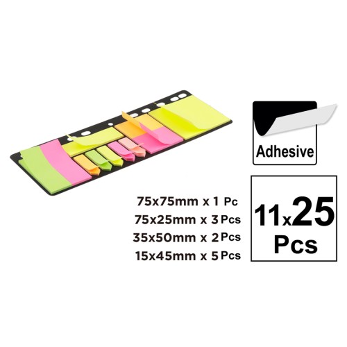 MP αυτοκόλλητα χαρτάκια σημειώσεων PN822, 11x 25τμχ, χρωματιστά