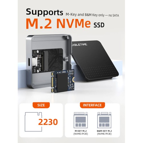 CABLETIME θήκη για M.2 NVME SSD CT-SSD04-AG, μαγνητική, 10Gbps, γκρι