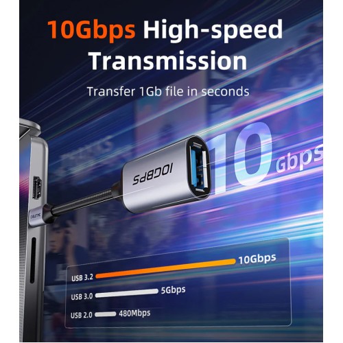 CABLETIME αντάπτορας USB-C σε USB CT-CMAF10-AGL, 10Gbps, γκρι