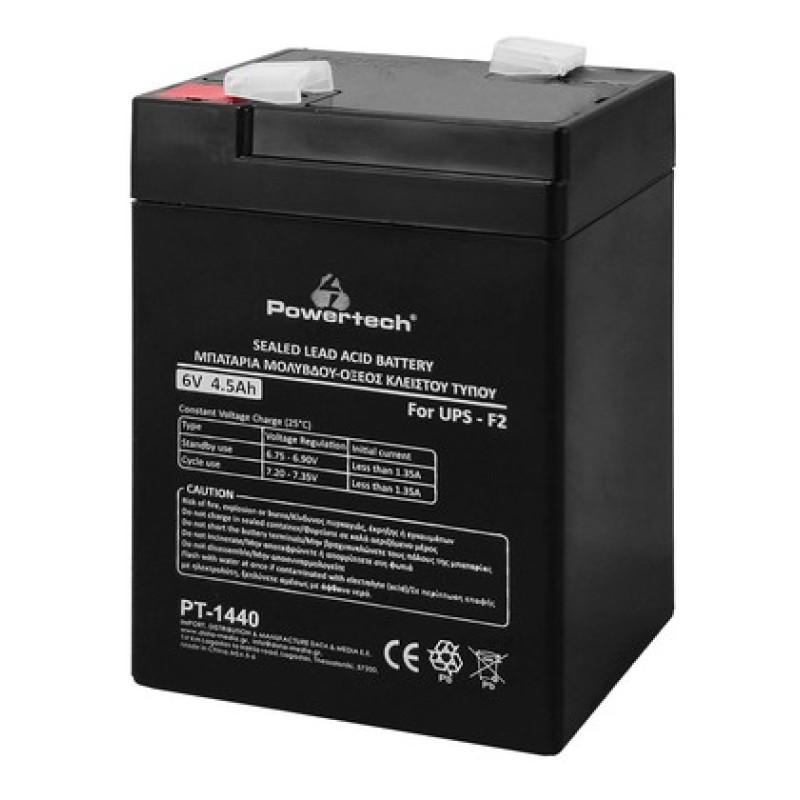 POWERTECH μπαταρία μολύβδου PT-1440 για UPS, 6V 4.5Ah, F2